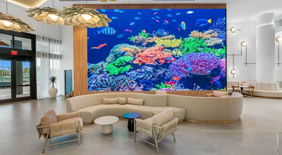 Giant LED aquarium lobby