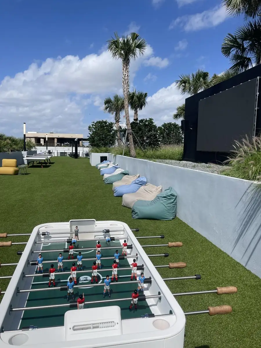 Rooftop lawn and outdoor movie screen